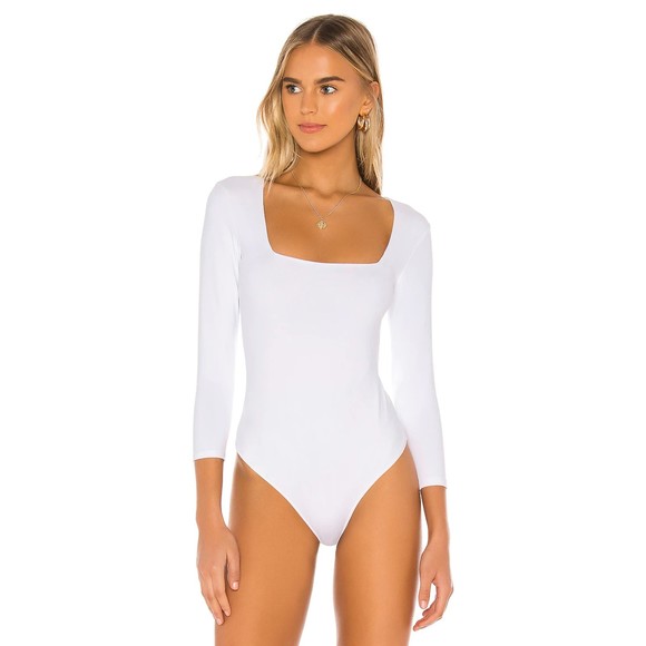 Free People NWT Truth or Square Bodysuit Long Sleeve Square Neck White Large New - Picture 11 of 11